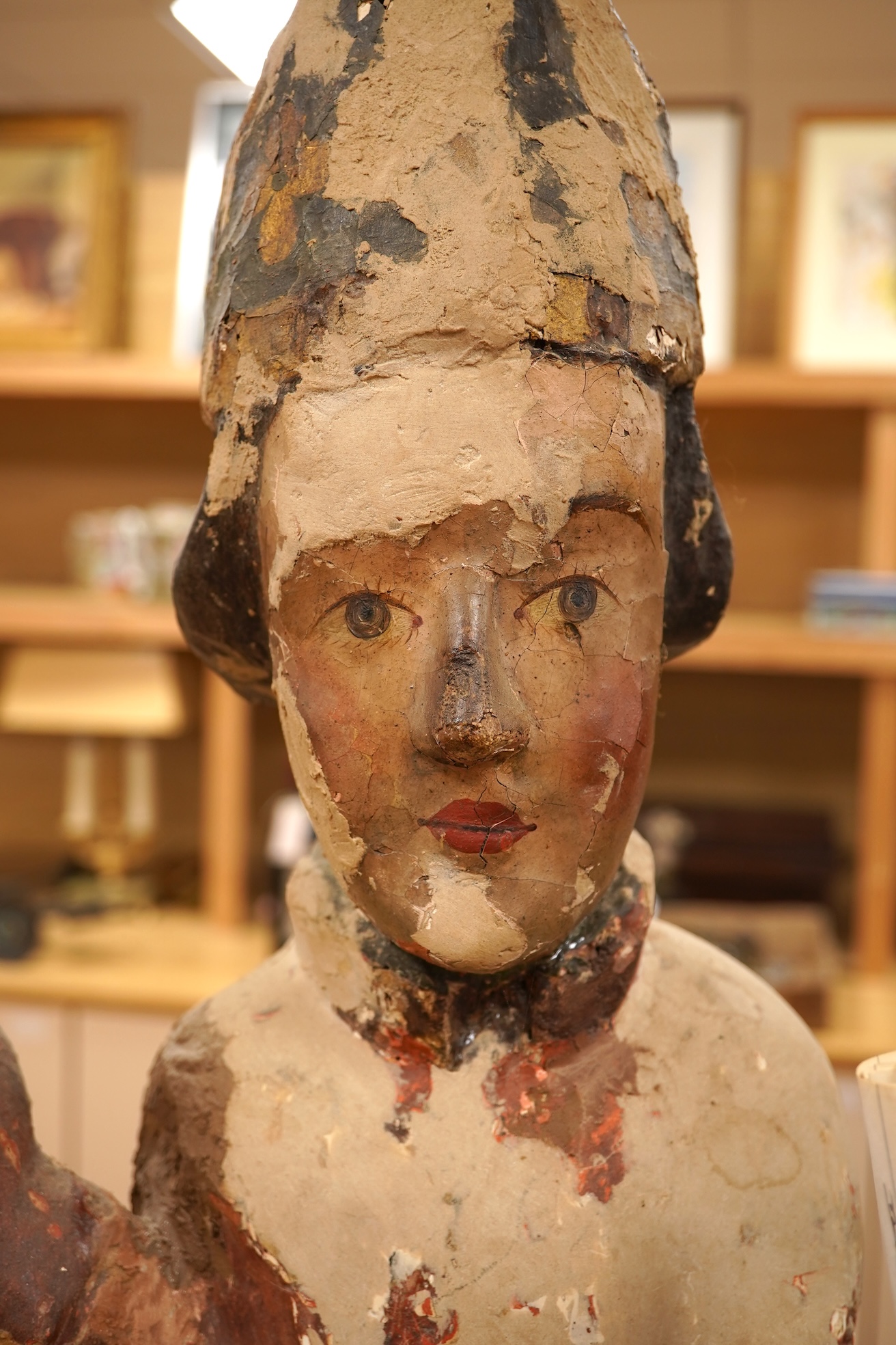 A 19th century and later Continental polychrome wood figure of a bishop, 77cm